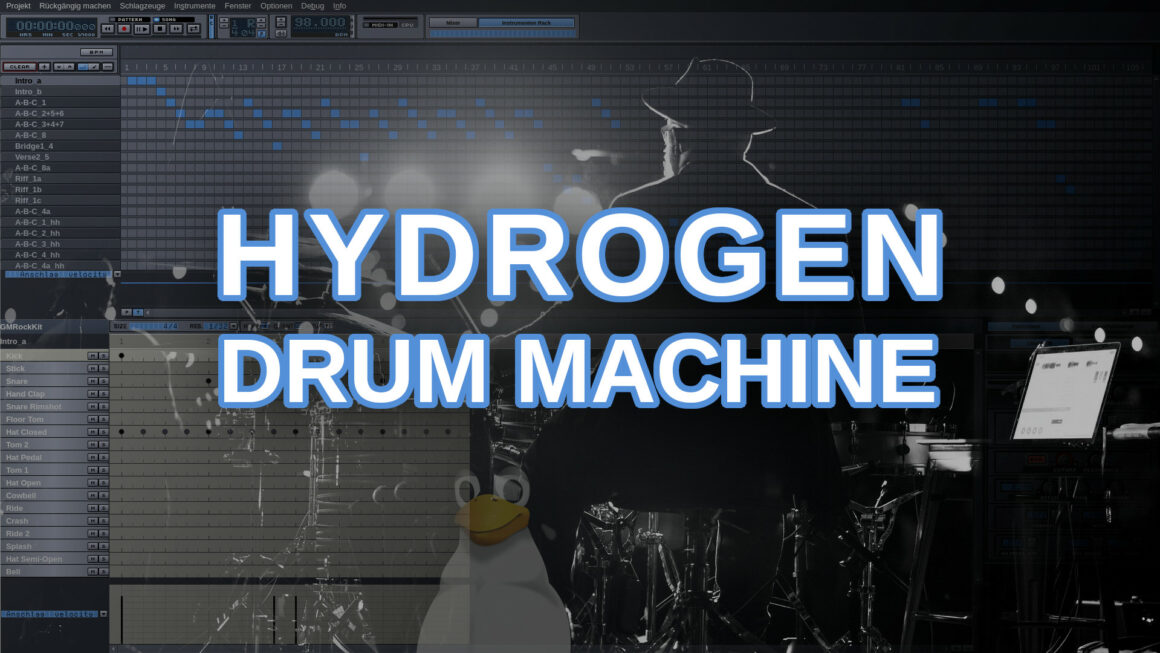 Hydrogen Drum Machine mit Linux, eine Silhouette eines Drummers von hinten