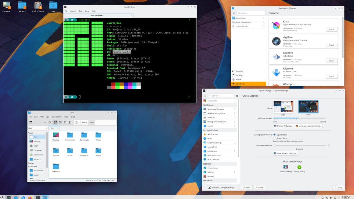 GNOME, KDE oder XFCE Desktops für Kreative Linux Content