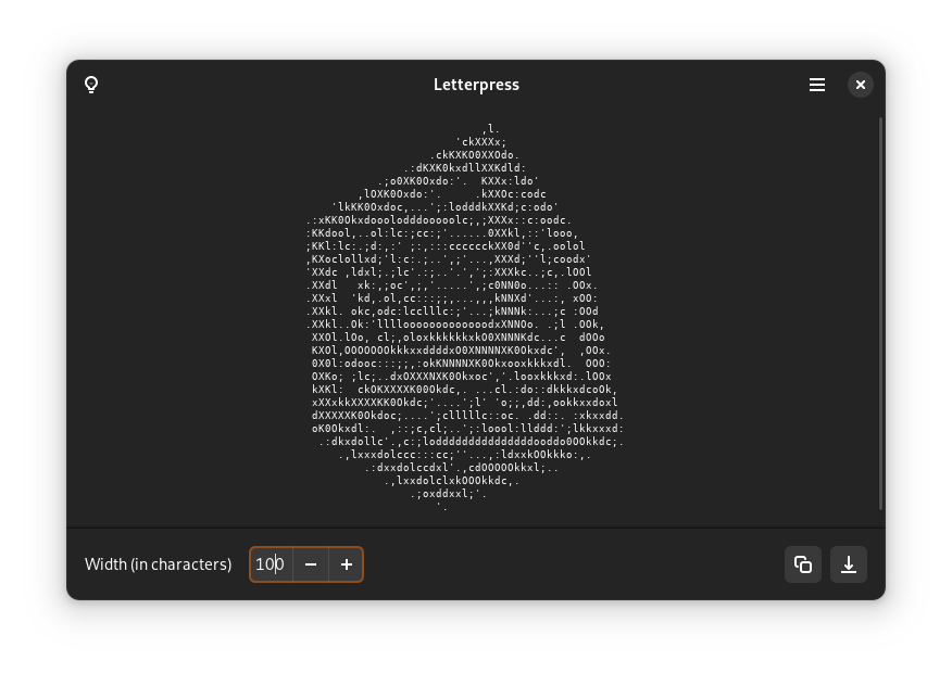 Letterpress ASCII Text Bild Generator