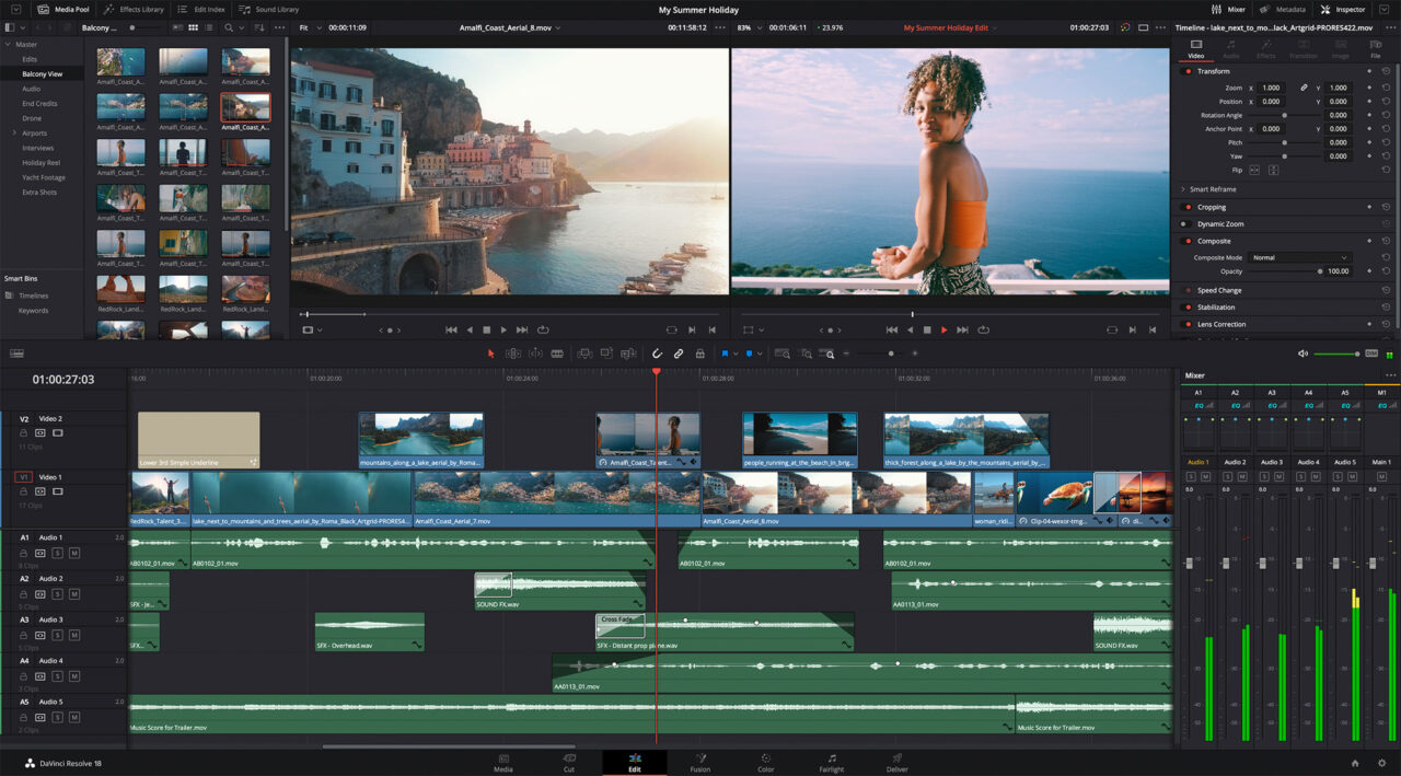 NLE video editor GUI davinci resolve