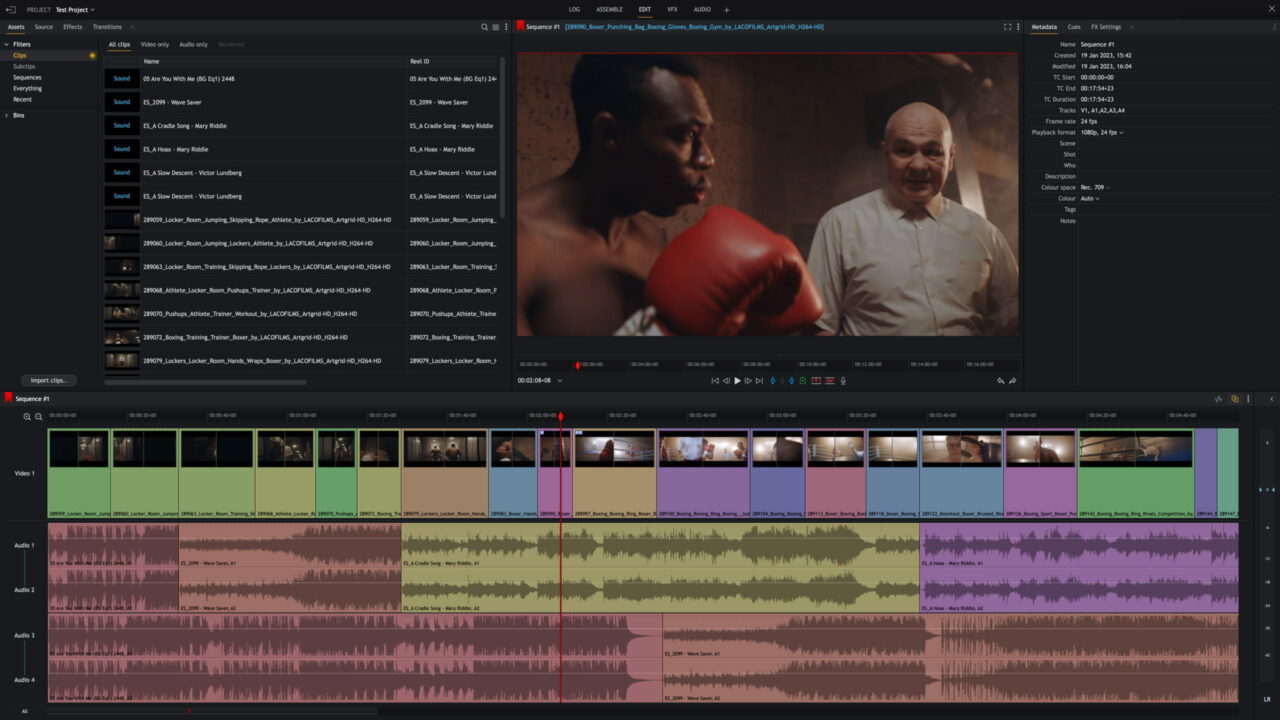 NLE video editor GUI lightworks