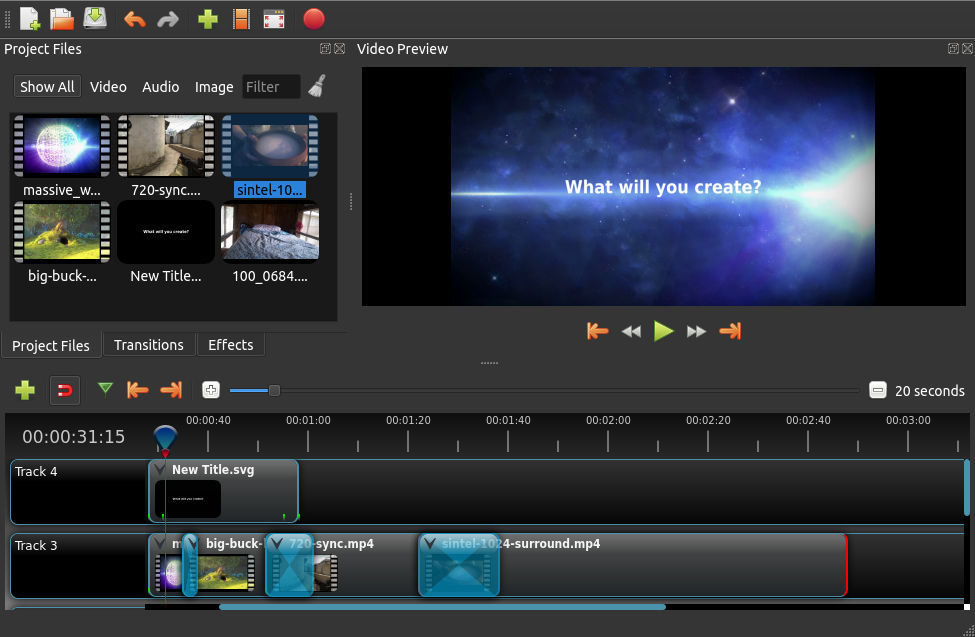 NLE video editor GUI openshot
